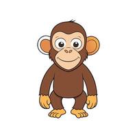Smiling cartoon monkey standing on white background full shot vector