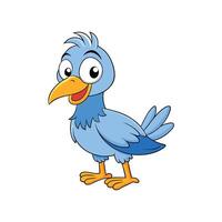 Cheerful cartoon bird with big eyes, rendered in a simple, graphic style. Isolated composition. vector