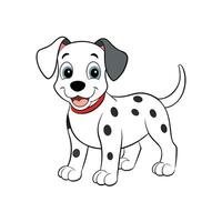 Cheerful Dalmatian Puppy Illustration with Cartoon Style and Red Collar vector