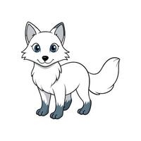 Cartoon arctic fox with bright blue eyes on white vector