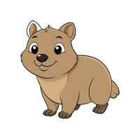 Cute Cartoon Quokka Standing Upright with a Cheerful Expression vector