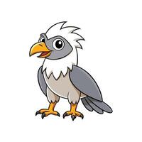 Cartoon bird illustration with white and gray coloring vector