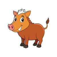 Cartoon Warthog Character Standing Isolated on White Background Illustration vector