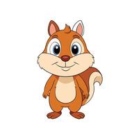 Cartoon squirrel character standing upright, facing forward, on white vector