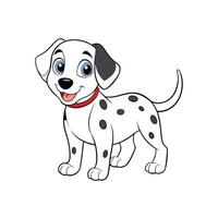 Cartoon Dalmatian puppy with red collar standing happily vector