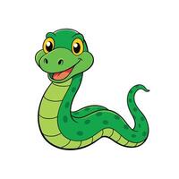 Smiling cartoon snake slithering on a white background cheerfully vector
