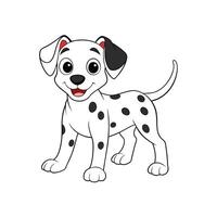 Cute cartoon Dalmatian puppy with friendly expression standing isolated vector