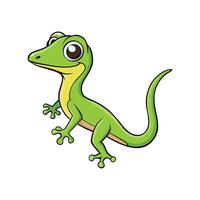 Cartoon Green Gecko Character Posing with Playful Expression vector