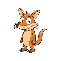 Cartoon fox standing upright with happy expression isolated on white vector