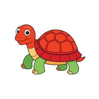 Cute cartoon turtle with shell, legs and happy face vector