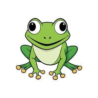 Cartoon Green Tree Frog Sitting With a Smiling Expression vector
