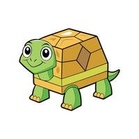 Cartoon turtle illustration with geometric shell and happy face vector