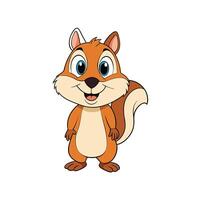 Cute cartoon squirrel standing, smiling, and looking towards the viewer vector