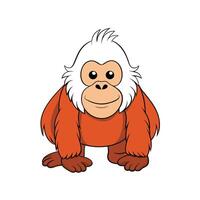 Cartoon orangutan standing and smiling isolated on white background vector