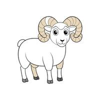 Cartoon ram with large horns isolated on white background vector