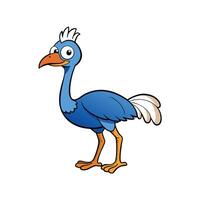 Cartoon ostrich character isolated on white background image. vector