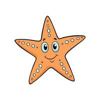 Cartoon Starfish Character With Smiling Face on White Background vector