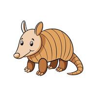 Cartoon armadillo with banded shell illustration on white background vector