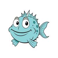 Cartoon pufferfish with friendly smile on white background vector