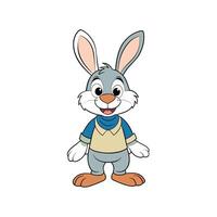 Smiling cartoon bunny rabbit character standing in full view vector