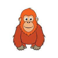Cartoon orangutan standing, smiling, on a white background vector