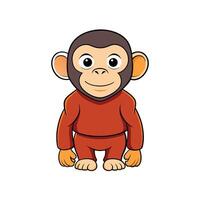 Cute cartoon monkey character standing, isolated on white backdrop vector