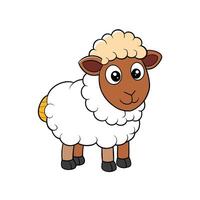 Cartoon sheep illustration with fluffy wool on white background vector