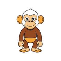 Cute cartoon monkey standing upright on a white background vector