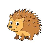 Cartoon Hedgehog with Happy Expression on Isolated White Background vector