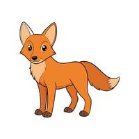 Cartoon Fox Illustration Standing on White Background Isolated vector