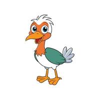 Cartoon bird character with friendly expression against white background vector
