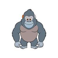Frontfacing cartoon gorilla illustration with a simple, friendly design. Cartoon style and bright colors. vector