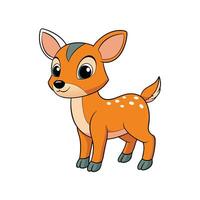 Cute cartoon fawn illustration standing on white background vector