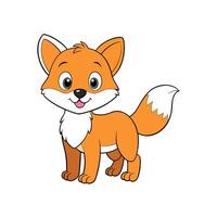 Adorable cartoon fox character standing and smiling happily forward vector