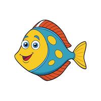 Cartoon fish with cheerful expression swimming in clear water vector