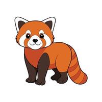 Cute Red Panda Cartoon Illustration on Isolated White Background vector