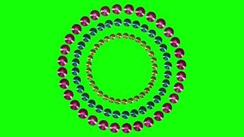 Colorful Circular Pattern with Metallic Disks on a Vibrant Green Screen Chroma Key video