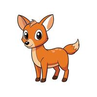 Cute cartoon deer fawn standing isolated on white background vector