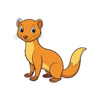 Cartoon stoat with happy expression in simple flat design vector