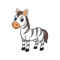 Cartoon zebra with stripes stands isolated on white background vector