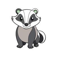 Cartoon badger character illustration with adorable expression and pose vector