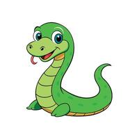 Cartoon green snake with friendly expression on a white background vector