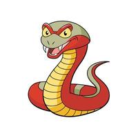 Cartoon snake with red scales and angry expression vector