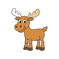 Cartoon moose illustration, happy character on white background vector