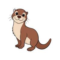 Cartoon otter sitting with a cheerful expression and smile vector
