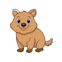 Cartoon quokka smiling and sitting on white background image vector