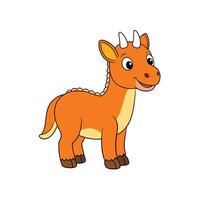 Cartoon orange quadruped with horns standing on a white background vector