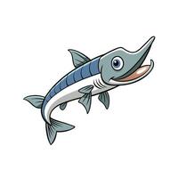 Cartoon swordfish illustration with a happy expression on white vector