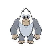 Cartoon gorilla standing upright and looking forward with smile vector