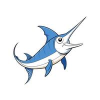 Cartoon swordfish with friendly expression on white background vector